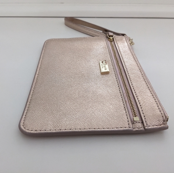 New? EXCELLENT Cond! Kate Spade New York Tinie Laurel Way Rose Gold Wristlet - Picture 7 of 14